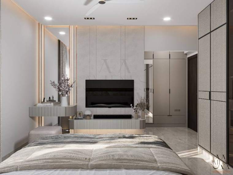 Bedroom — A Quiet Luxury, interior design by MIDAS House of Design, Bangalore