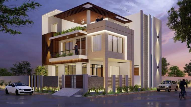 Façade — Contemporary Elegance, architecture by MIDAS House of Design, Bangalore