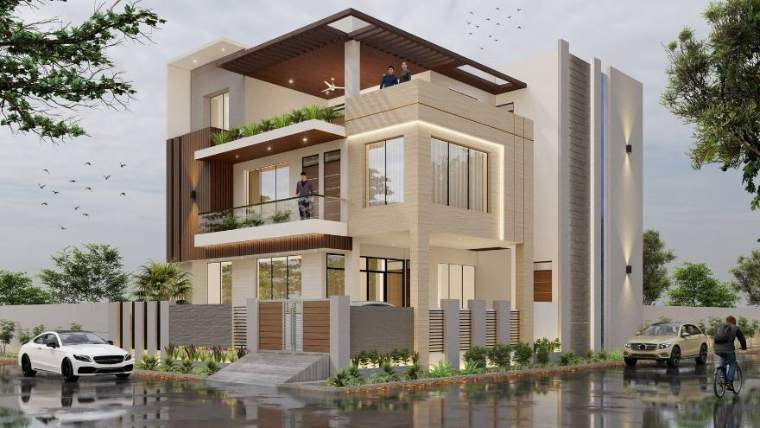 Façade — Contemporary Elegance, architecture by MIDAS House of Design, Bangalore