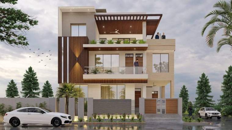 Façade — Contemporary Elegance, architecture by MIDAS House of Design, Bangalore