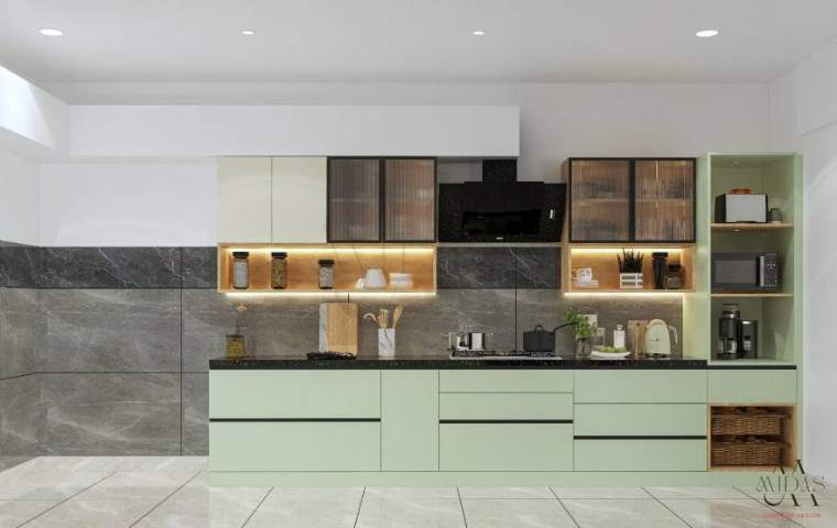 Kitchen — Harmony in Four Hues, interior design by MIDAS House of Design, Bangalore
