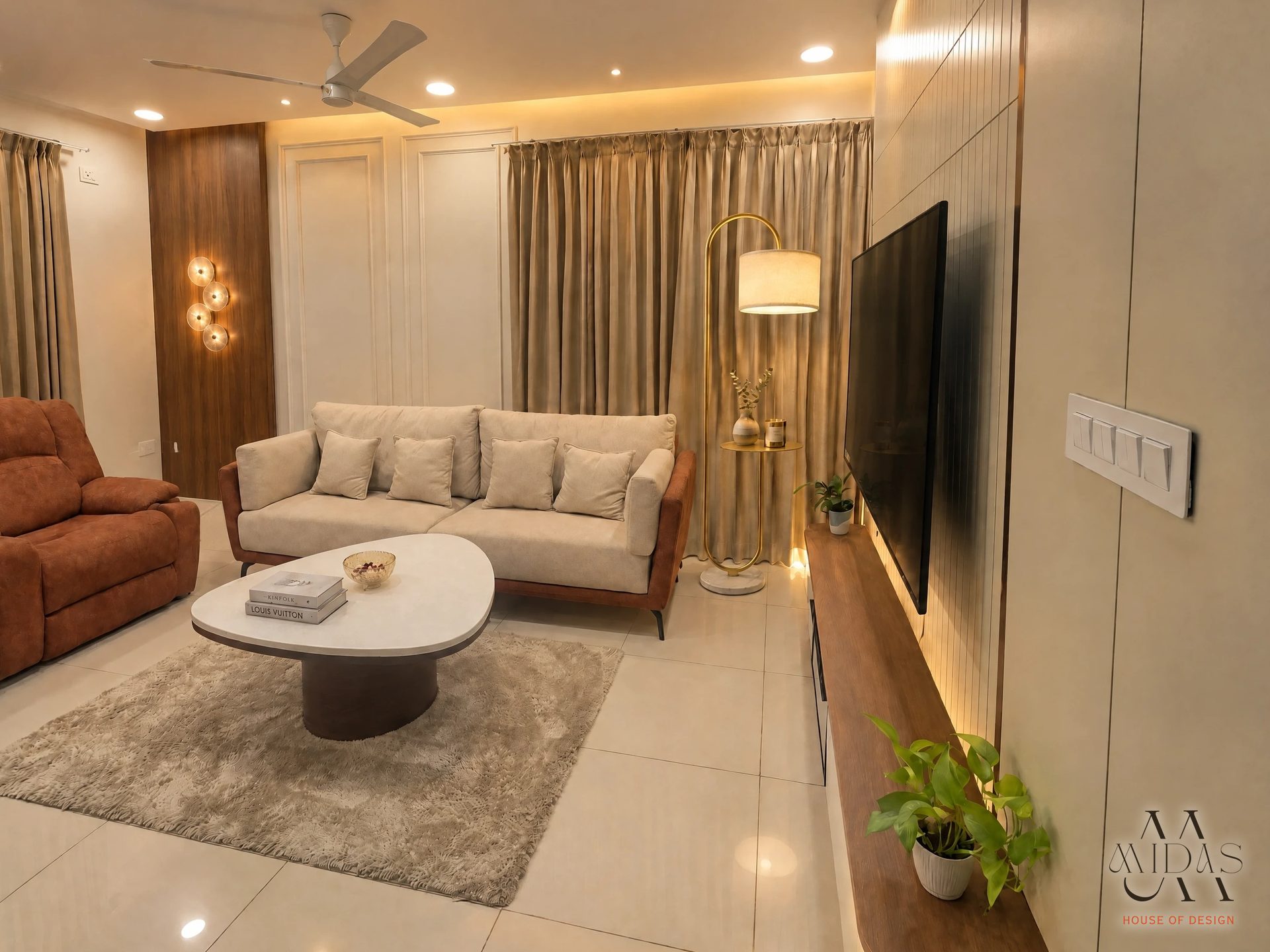 Living — Rust & Ivory, interior design by MIDAS House of Design, Bangalore