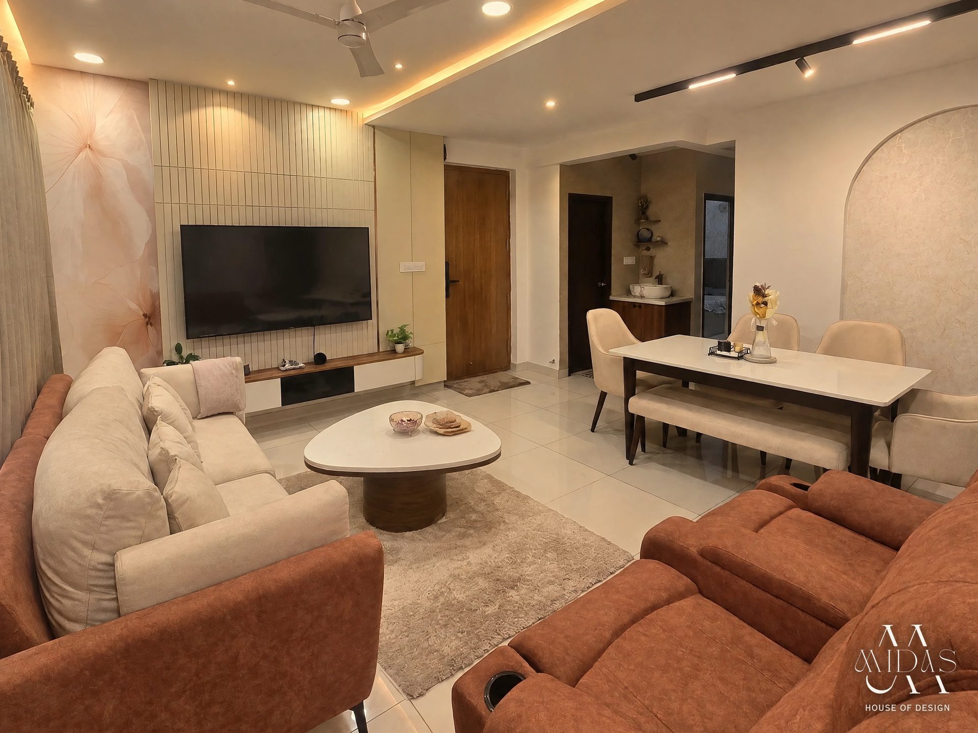 Living — Rust & Ivory, interior design by MIDAS House of Design, Bangalore