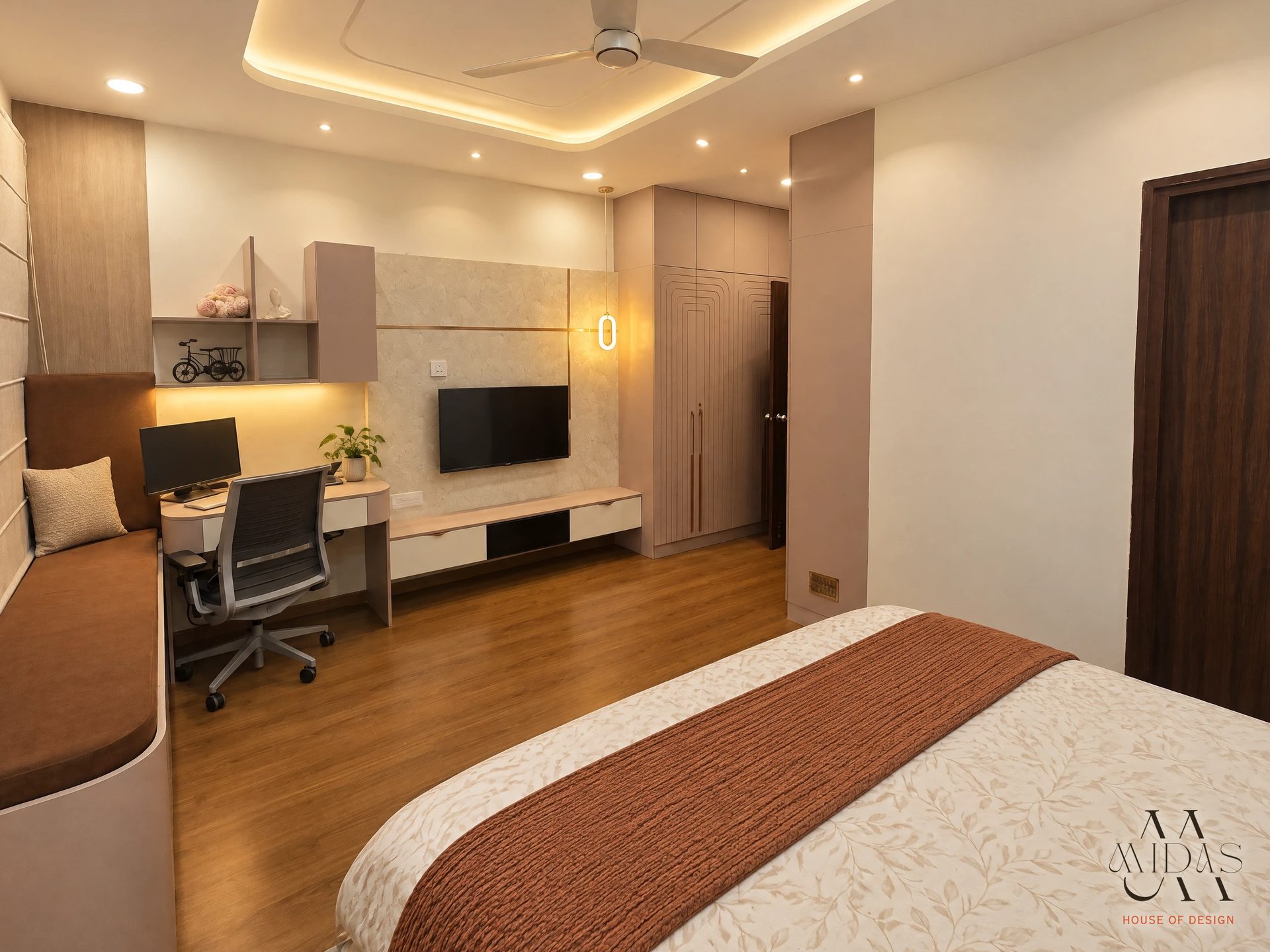 Master Bedroom — Rust & Ivory, interior design by MIDAS House of Design, Bangalore