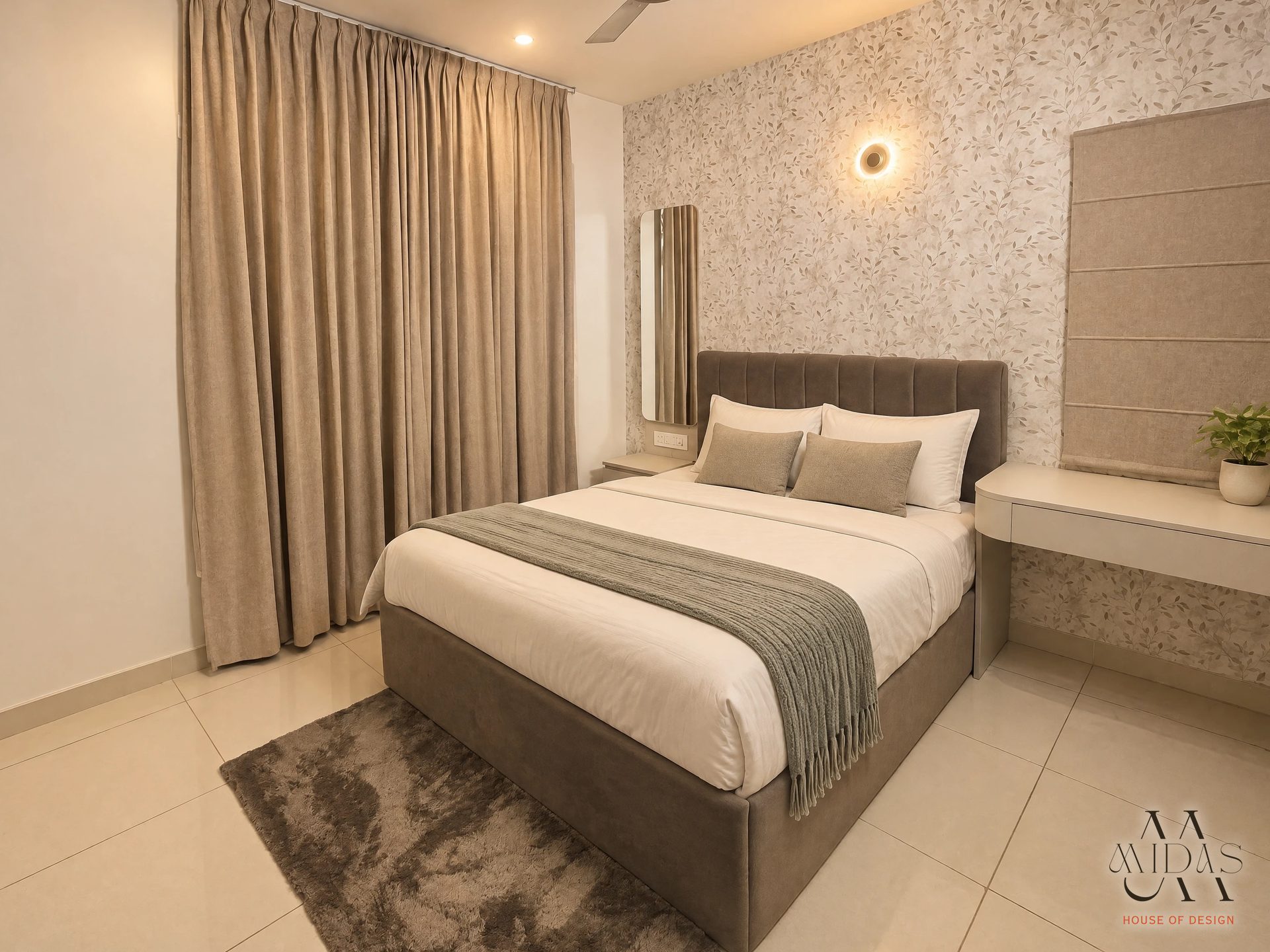 Bedroom — Rust & Ivory, interior design by MIDAS House of Design, Bangalore