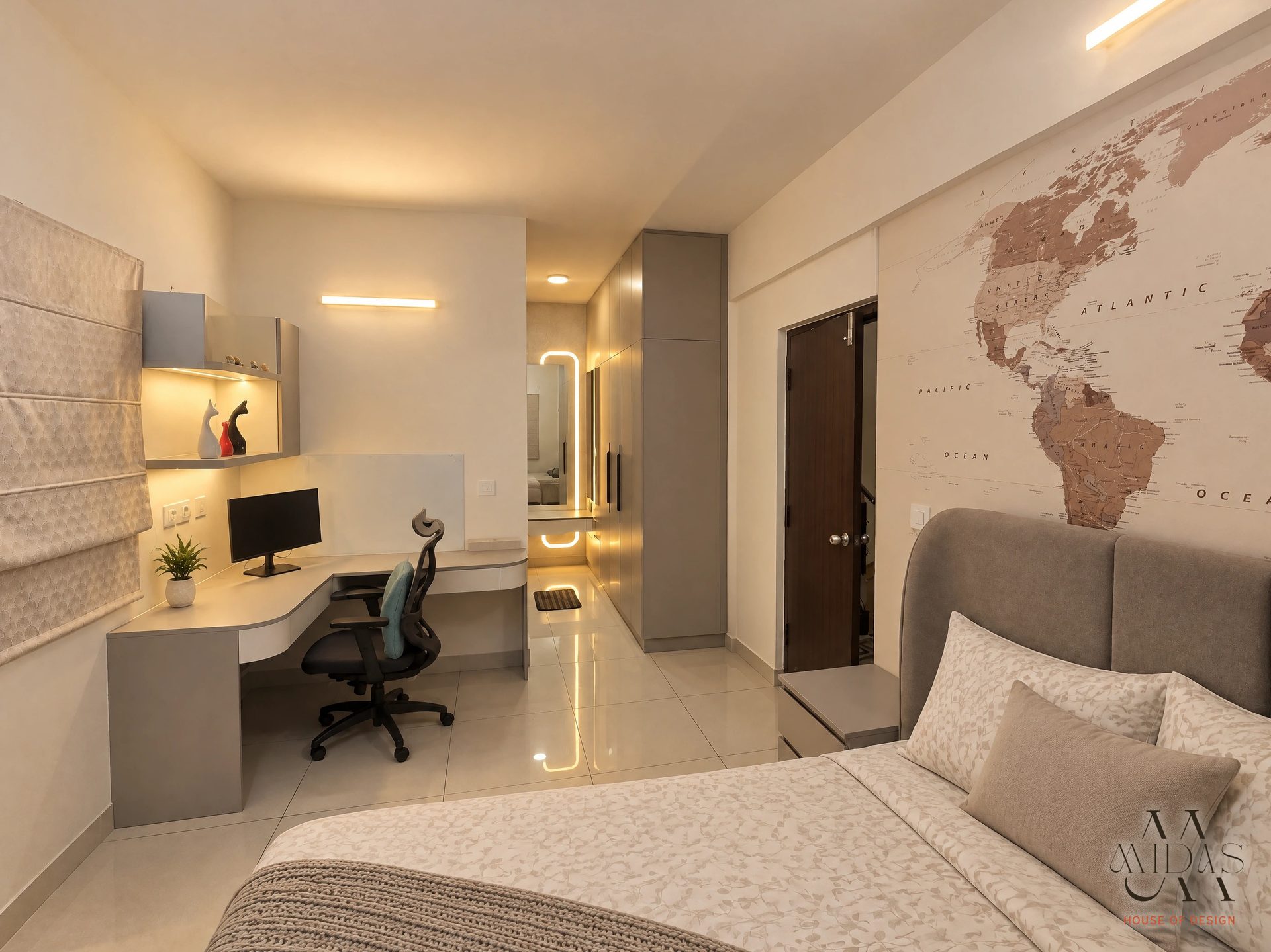 Bedroom — Rust & Ivory, interior design by MIDAS House of Design, Bangalore
