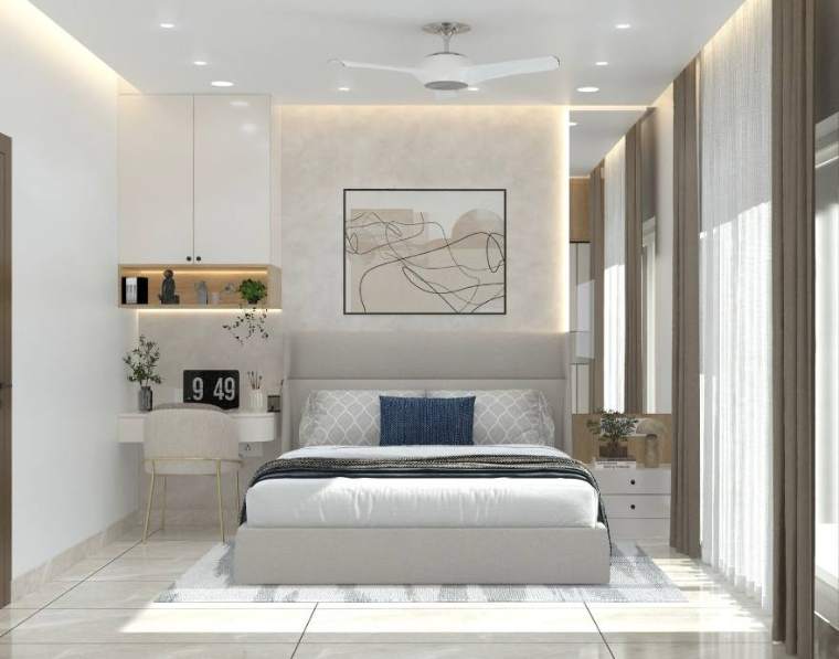Bedroom — The Elegant Abode, interior design by MIDAS House of Design, Bangalore