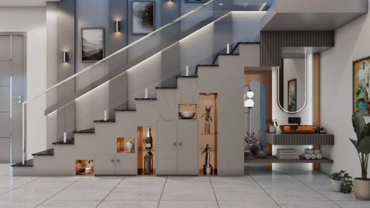 Staircase — The Luxe Retreat, interior design by MIDAS House of Design, Bangalore