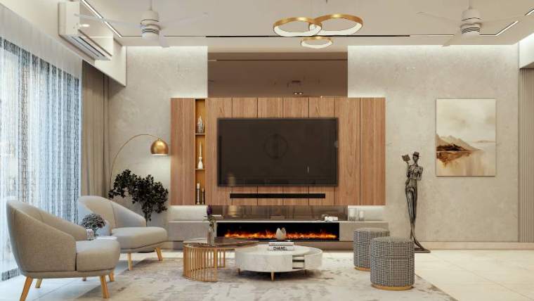 Living — The Refined Warmth Home, interior design by MIDAS House of Design, Bangalore